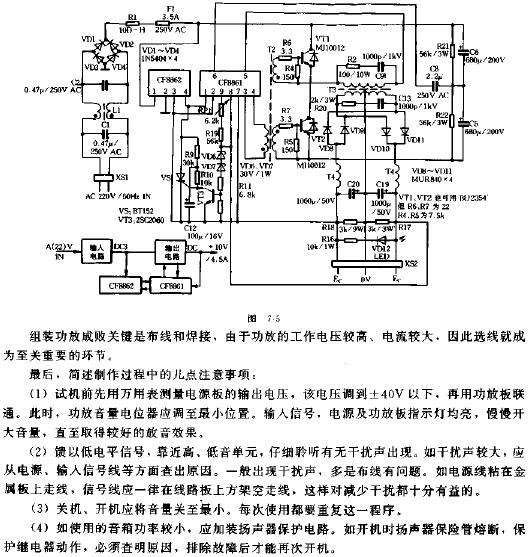 2 * 80W HI-FI power amplifier circuit diagram