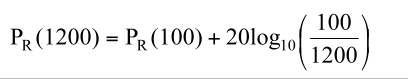 Use equation (7) to get the received power at 1200 meters