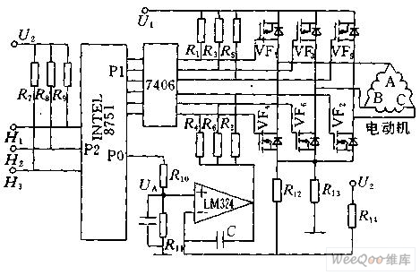 Single-chip microcomputer control DC brushless motor drive and interface circuit diagram