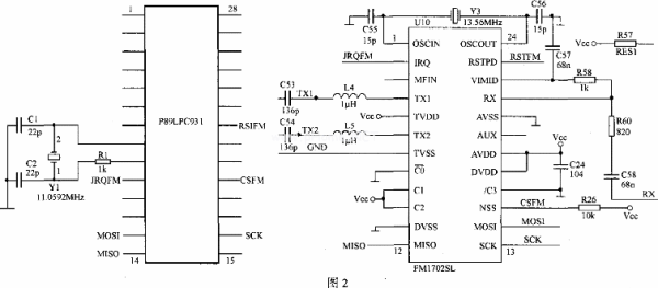 Interface circuit between FMl702SL and MCU