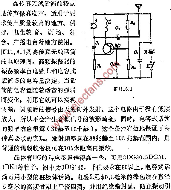 High-fidelity wireless microphone circuit diagram