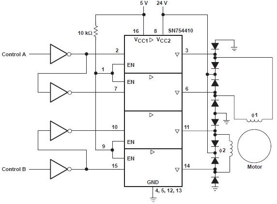 SN754410 motor driver circuit diagram