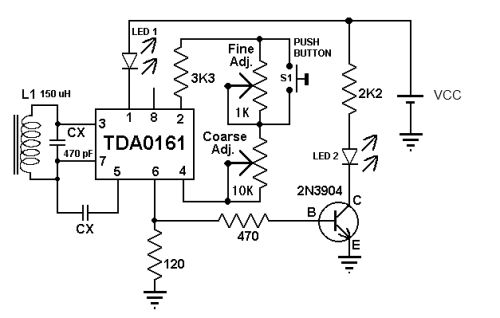 TDA0161 metal detector circuit diagram