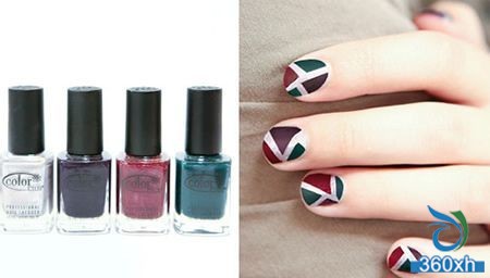 Teach you DIY four-color geometric pattern nail art