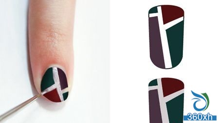 Teach you DIY four-color geometric pattern nail art