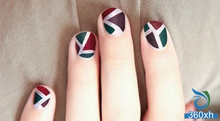 Teach you DIY four-color geometric pattern nail art