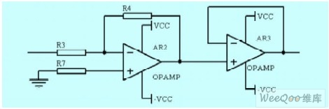 Secondary amplification and impedance conversion circuit