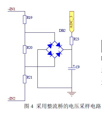 Voltage sampling circuit using rectifier bridge