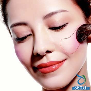 Round face type suitable for: oblique "u" shape blush