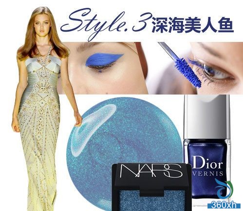 Deep sea mermaid ocean eye makeup wave nail polish