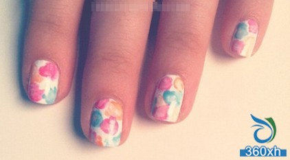 Watercolor nail art DIY Xuan dyed painted charm