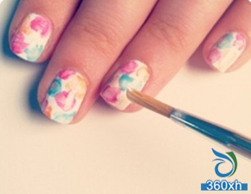 Watercolor nail art DIY Xuan dyed painted charm