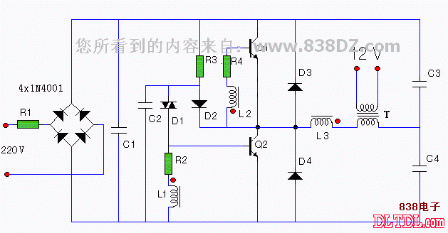 Lamp 12V switching power supply circuit diagram