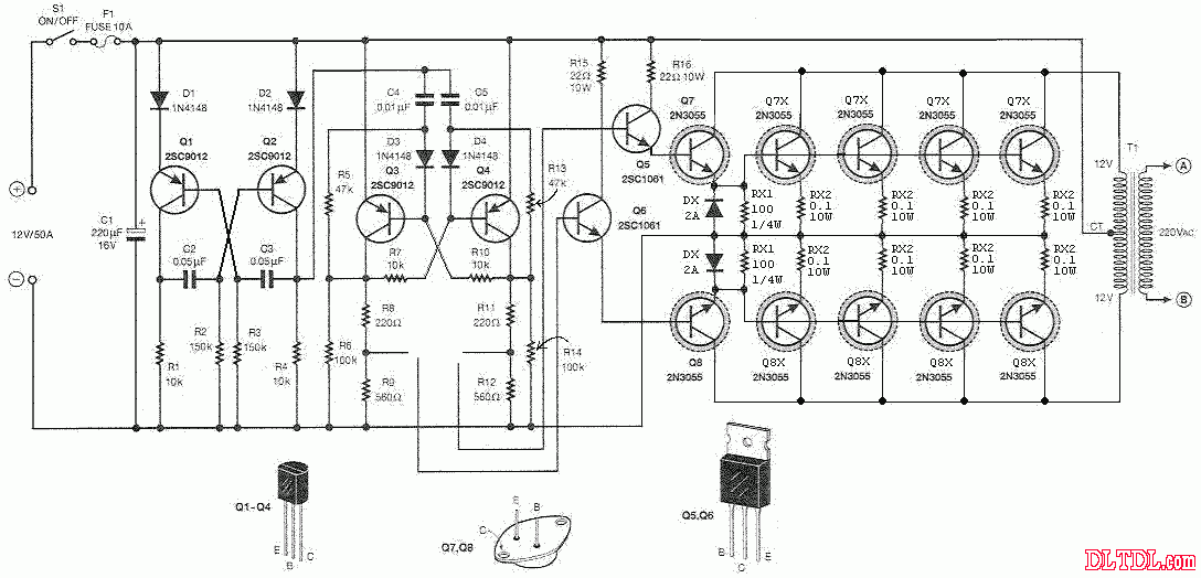 Car 12V inverter circuit diagram