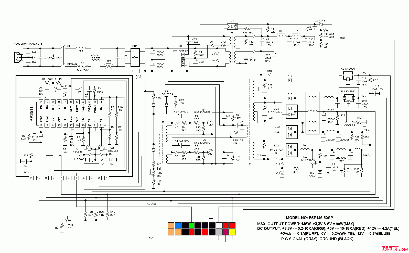 KA3511 chip switching power supply circuit diagram