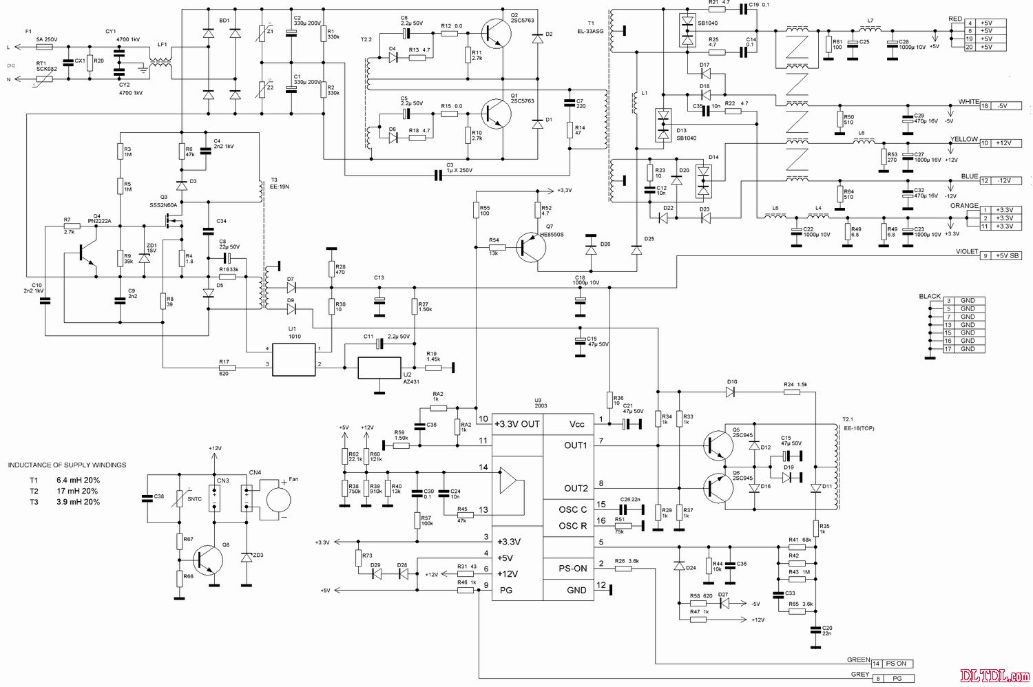 Computer switching power supply circuit diagram