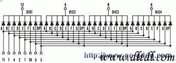 Four-digit seven-segment digital tube pin diagram