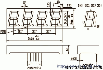Four-digit seven-segment digital tube pin diagram