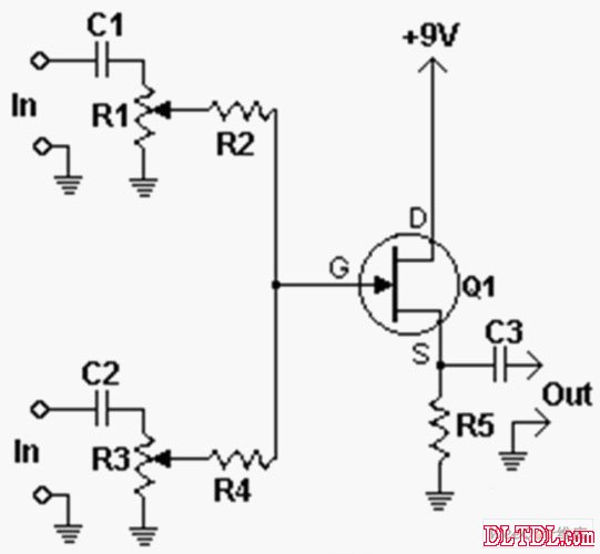 Simple multi-channel audio hybrid circuit diagram