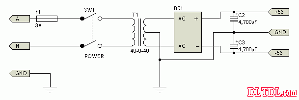 300W audio power amplifier circuit diagram