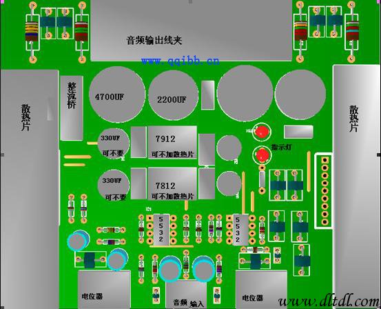 TDA1521 power amplifier circuit board schematic