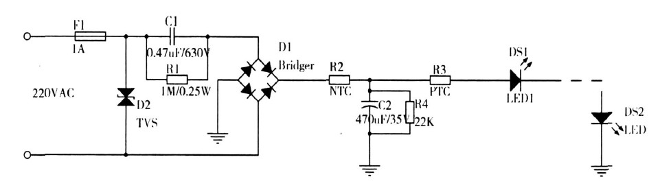 Figure 1 Typical circuit of a capacitor buck power supply