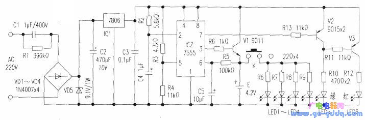 Circuit diagram of using mobile phone lithium battery as power supply