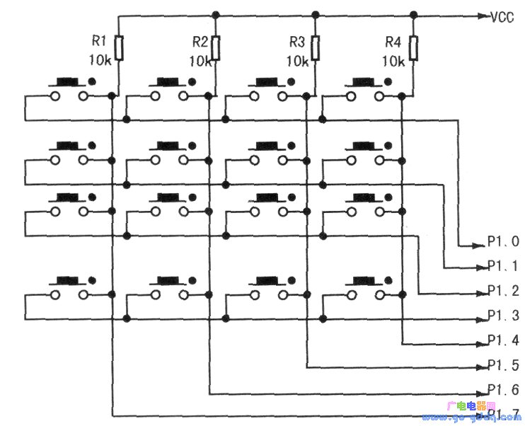 Matrix keyboard circuit schematic