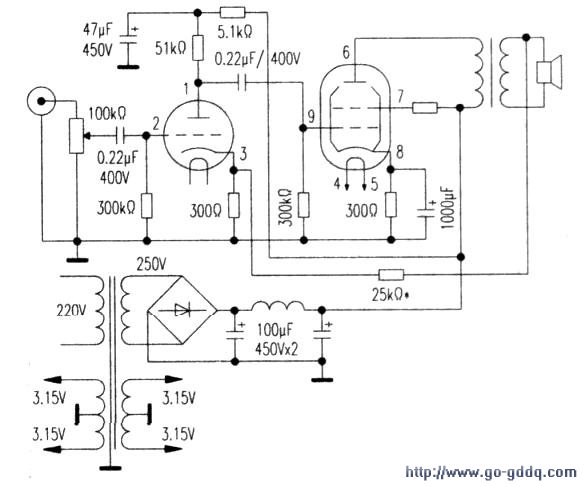 6F3 single-ended small amp machine production circuit diagram