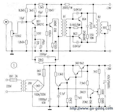 Transistor class B power amplifier