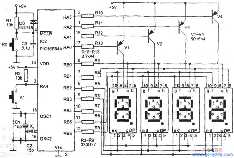 LED digital tube 24-hour clock circuit