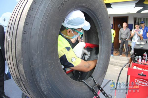 The player is nervously repairing tires