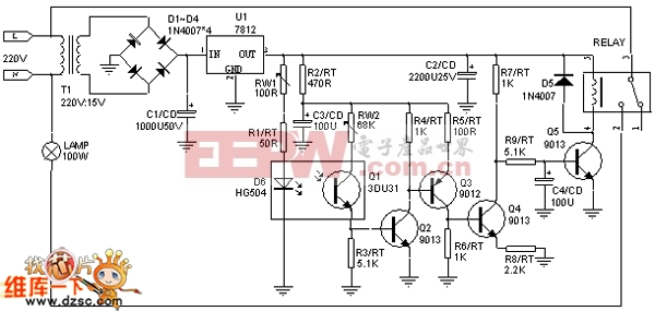 Simple infrared control lighting switch circuit diagram
