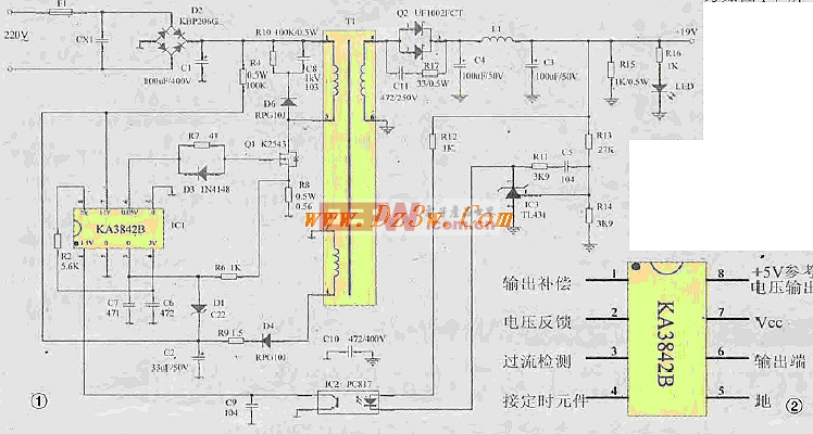 Notebook power adapter switching power supply circuit diagram