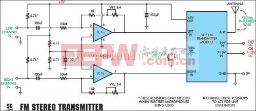 High quality stereo wireless microphone audio circuit schematic