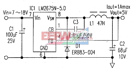 Input 7~18V output 5V/1A buck converter LM2675 STEP DOWN CONVERTER