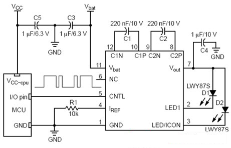 Charge pump and inductor LED driver circuit diagram