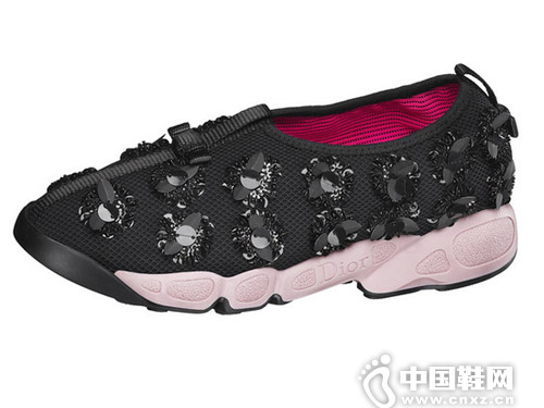 The DIOR Fusion Sneakersè¿åŠ¨éž‹(é»‘è‰²ç½‘çœ¼ x ç²‰çº¢è‰²èƒ¶åº•)