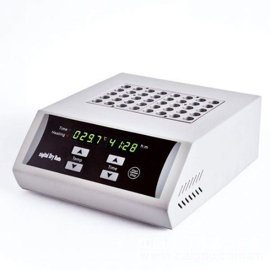 Thermostatic metal bath with dual LED display: shows temperature and time information