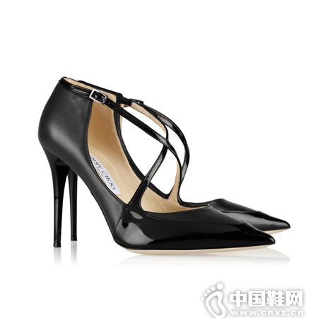 Jimmy Choo Madera é»‘è‰²äº¤å‰å¸¦é«˜è·Ÿéž‹