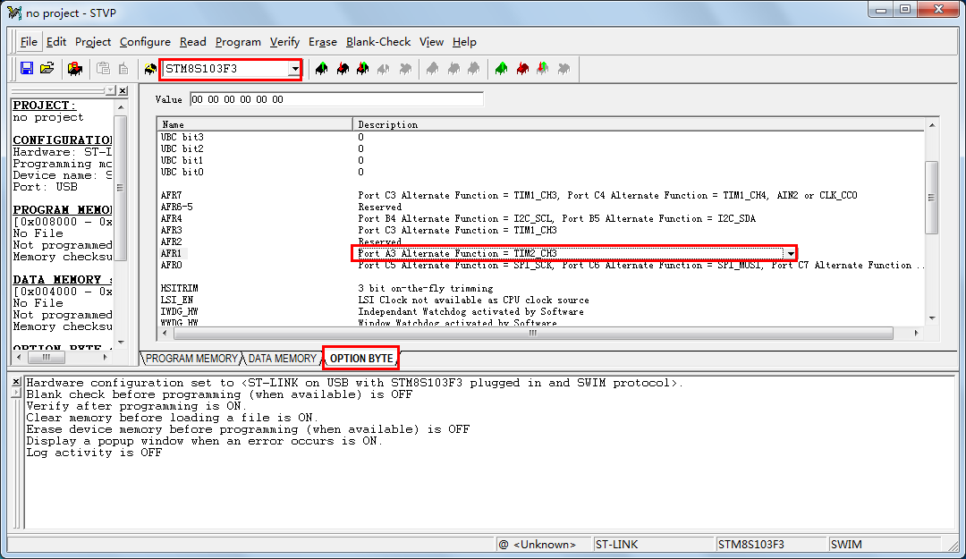 STM8S IO Multiplex Analysis Using STVP