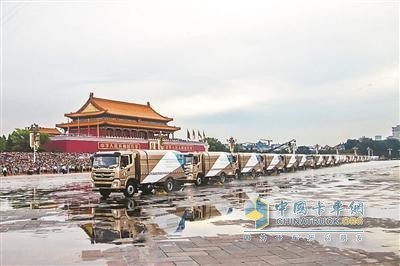 BYD electric sanitation vehicle served as a sweeper during the parade