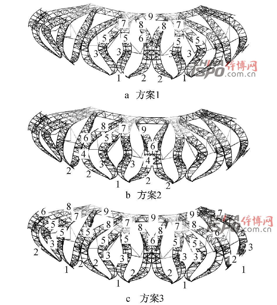Figure 5 Division and hoisting scheme of construction simulation structural units 图5 施工模拟结构å•元划分与åŠè£…方案