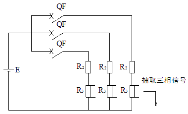 Three-phase time measurement wiring diagram with a light oscilloscope