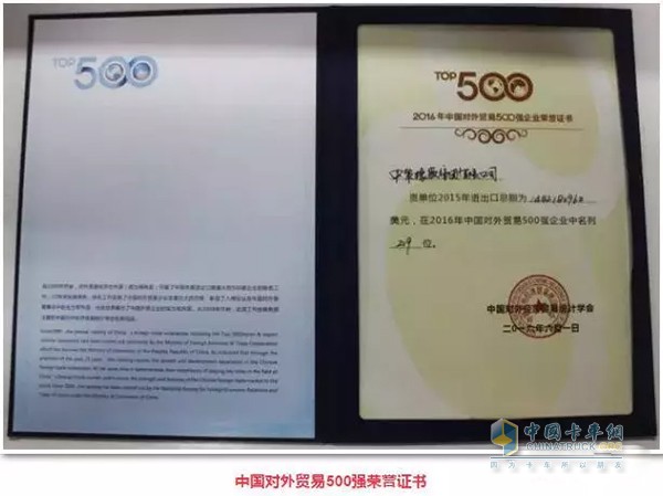 China Strategic Group formally selected for the 2016 China Top 500 Foreign Trade
