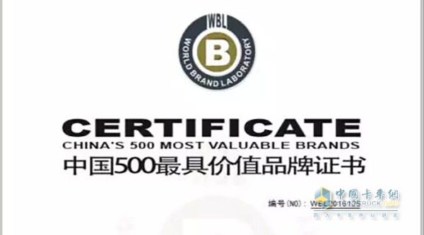 China's 500 Most Valuable Brand Certificates