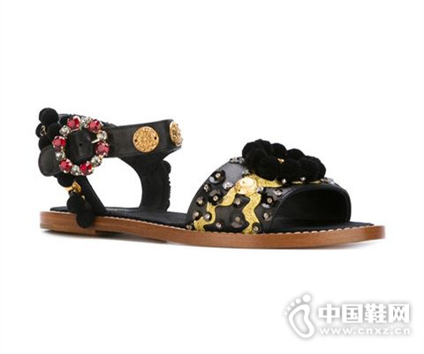 DOLCE & GABBANA äº®ç‰‡åˆºç»£é•¶åµŒå‡‰éž‹