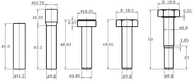 Cold heading hex bolt secondary reduction process