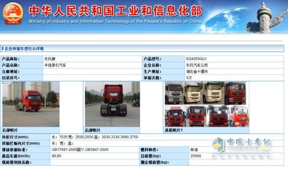 Dongfeng EQ4250GLV tractor announcement publicity