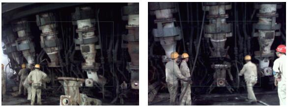 Handheld infrared camera is used to detect blast furnace air supply branch pipe